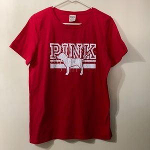 NWOT - PINK Sparkle Red T-Shirt - Large